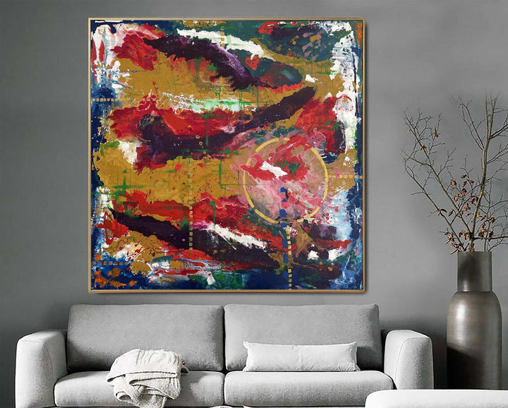 Large Abstract Colorful Paintings On Canvas Expressionist Art Original Painting for Living Room | REPRESENTATION 50"x50"