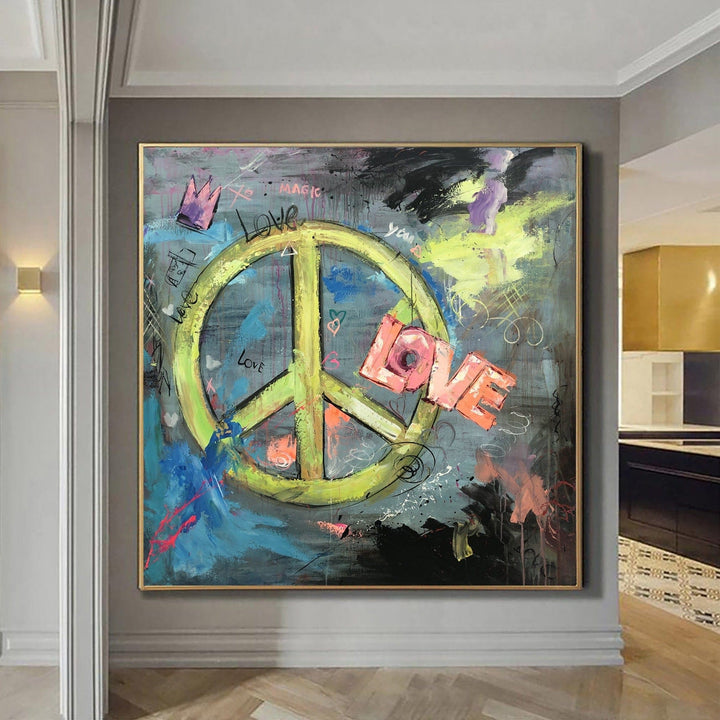 Extra Large Abstract Colorful Paintings on Canvas Modern Hipster Fine Art Love Painting Hand Painted Art Oil Painting | HIPSTER LOVE - trendgallery.ca
