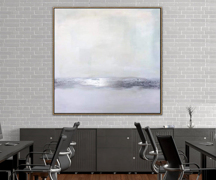 Gray Painting Silver Leaf Painting Beige Painting Contemporary Art Painting Canvas | SILVER FLASH - trendgallery.ca