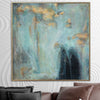 Large Abstract Painting on Canvas Turquoise Wall Art Neutral Artwork Painting 32x32 Art for Aesthetic Room Decor | FROSTY MORNING - trendgallery.ca