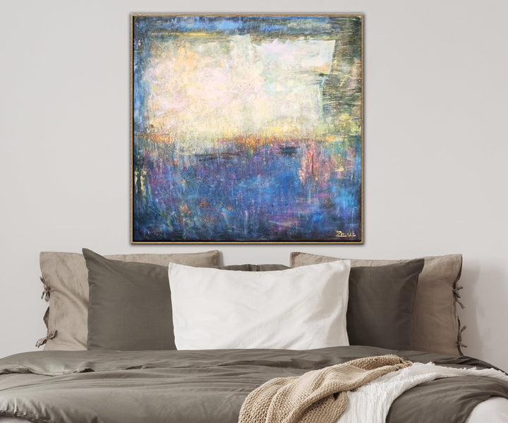 Abstract Colorful Wall Art Yellow Painting Blue Canvas Art Oil Abstract Painting | INDIGO WAVE - trendgallery.ca