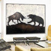 Stock Exchange Painting Creative Large Stock Exchange Artwork Original Stock Exchange | BULL AGAINST BEAR - trendgallery.ca