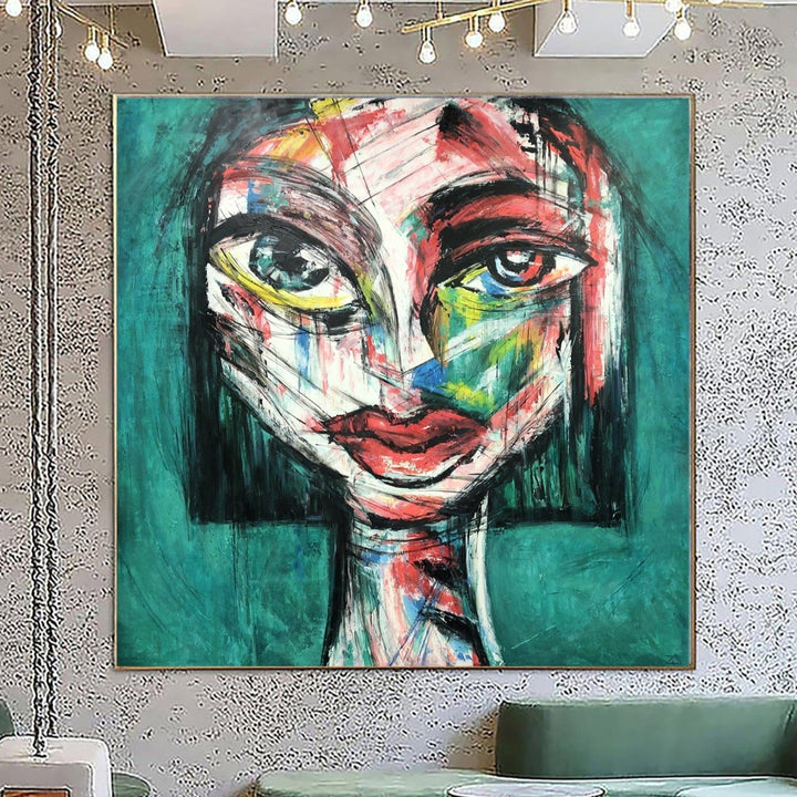 Large Cubist Painting Original Pop Art Painting Original Woman Face Painting Pop Art Creative Painting | LADY BIRD - trendgallery.ca