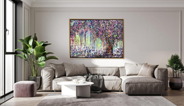 Abstract Colorful Tree Paintings on Canvas Textured Artwork Original Wall Decor | AUTUMN LEAF FALL 31.5"x45.6"