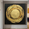 Large Original Oil Painting Circle Painting Black Canvas Abstract Gold Painting Frame Fine Art Painting Modern Wall Art | GOLDEN PORTAL - trendgallery.ca