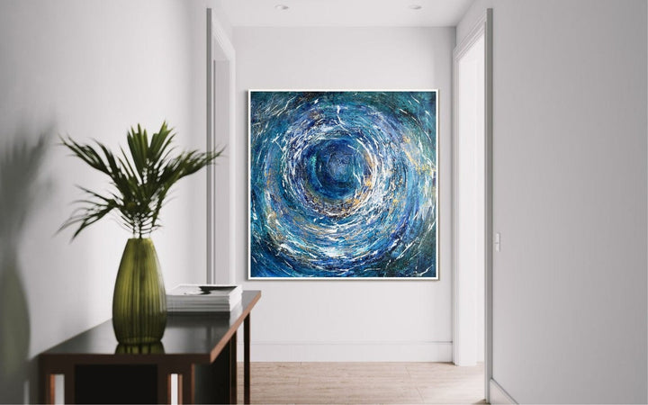 Original Blue Paintings On Canvas, Modern Ocean Oil Painting, Contemporary Handmade Painting, Abstract Swirl Art is the best for Home decor | SWIRL