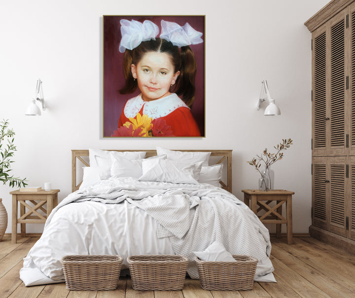 Original Girl Paintings from Photo Colorful Photo of Daughter Portrait for Living Room Decor | PAINTING FROM PHOTO #79