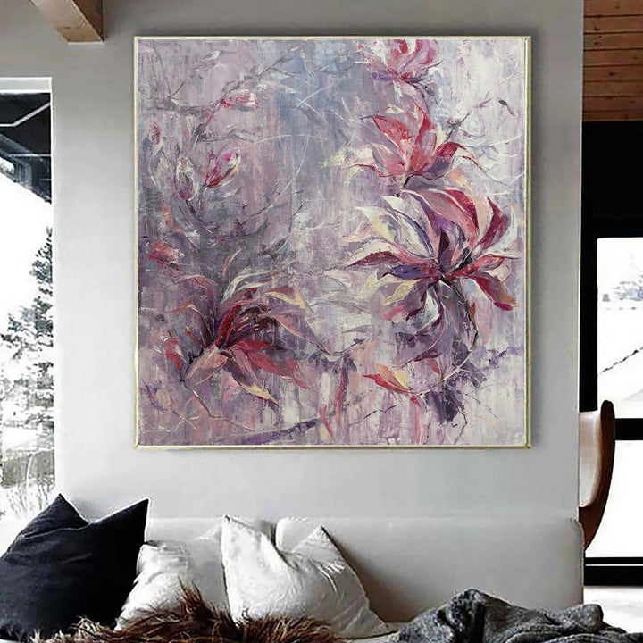 Extra Large Original Abstract Flowers Paintings On Canvas Acrylic Pink Painting Modern Fine Art Painting Nursery Wall Art | FLOWERS BLOOM - trendgallery.ca