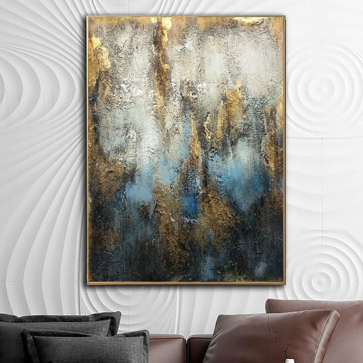 Abstract Painting on Canvas Gold Leaf Wall Art Heavy Textured Artwork Pasty Painting Wall Art 40x30 Art for Lake House Wall Art | GRACE - trendgallery.ca