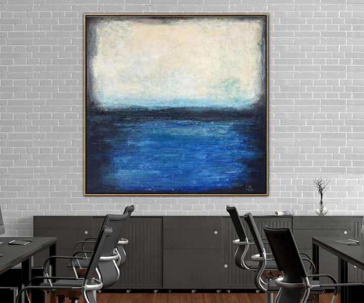 Extra Large Original Ocean Wall Art Blue Sea Abstract Painting On Canvas Acrylic Painting On Canvas | SEA HORIZON - trendgallery.ca