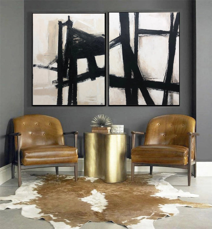 Large Abstract Painting On Canvas Black And White Franz Kline style Abstract Painting Canvas Original Modern Painting Acrylic Office Painting | CLARITY - trendgallery.ca
