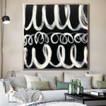 Large Abstract Black And White Paintings On Canvas Original Oil Fine Art Modern Wall Art Contemporary Wall Decor | WHITE ON BLACK