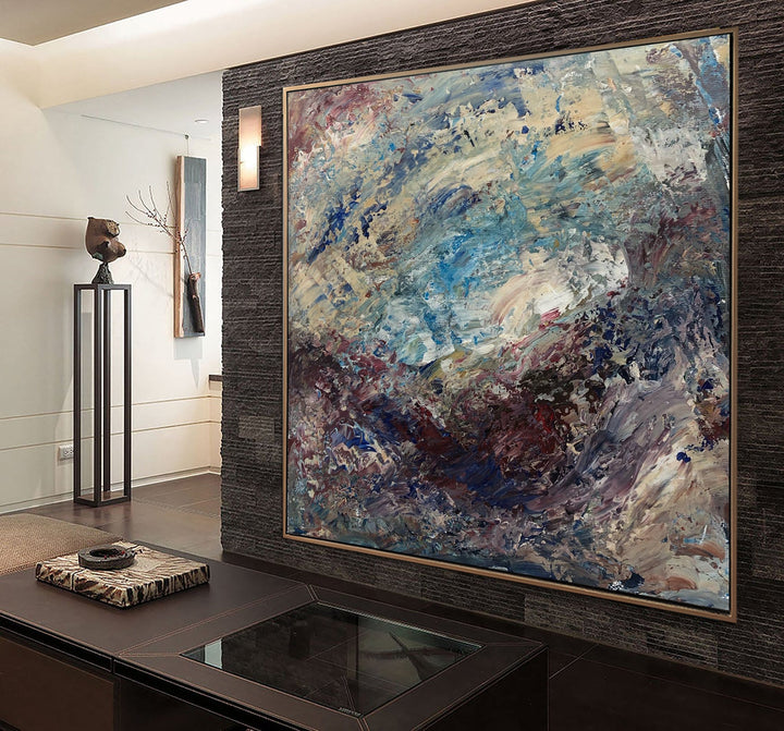 Abstract Painting Canvas Colorful Wall Art Abstract Cliff Art Painting Palette Knife Art Contemporary Wall Art Luxury Painting | SEASHORE CLIFF - trendgallery.ca