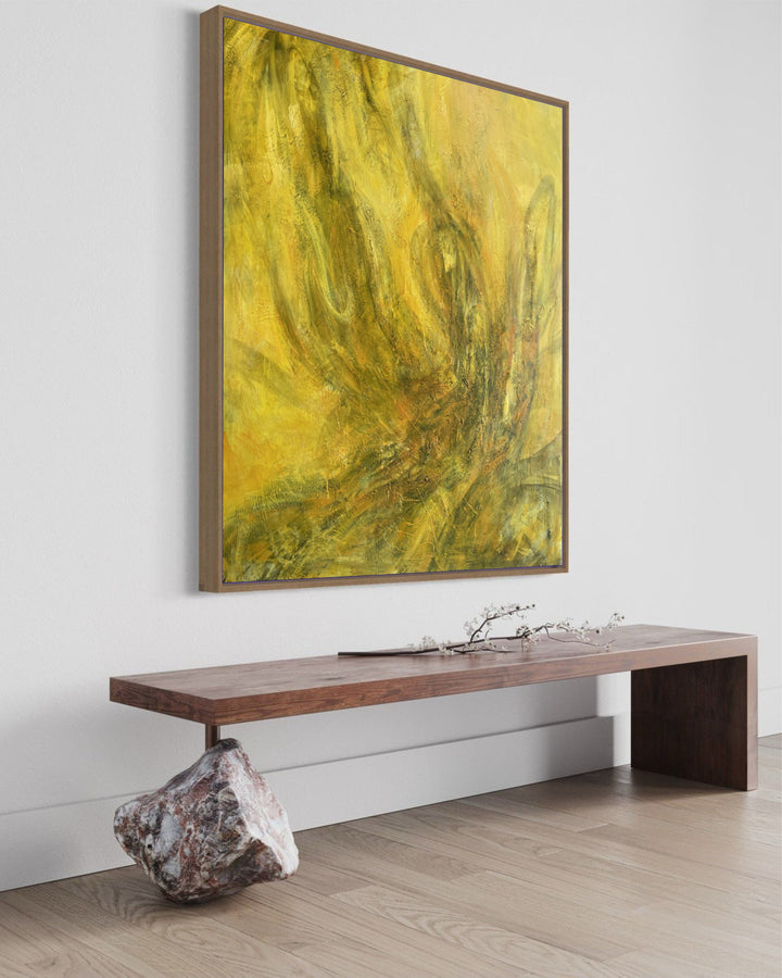 Original Yellow Painting On Canvas Aesthetic Abstract Wall Art Colorful Modern Artwork for Decor | YELLOW ABYSS 50"x50"