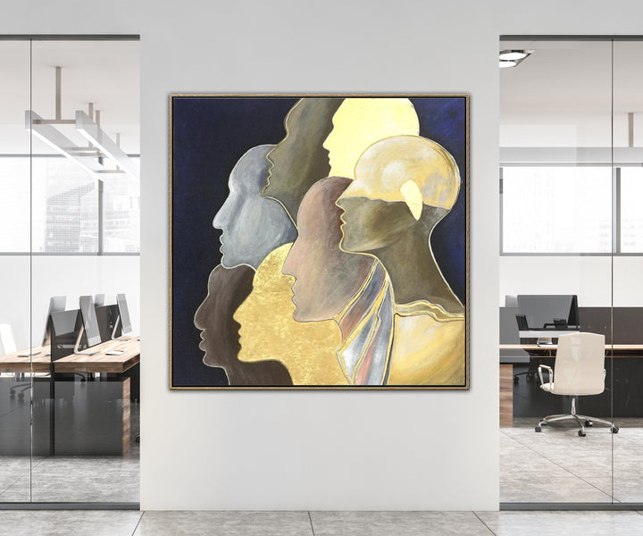 Large Gold Leaf Painting Humans Abstract Painting Abstract Faces With Gold Stroke Modern Painting Humans | UNITY - trendgallery.ca
