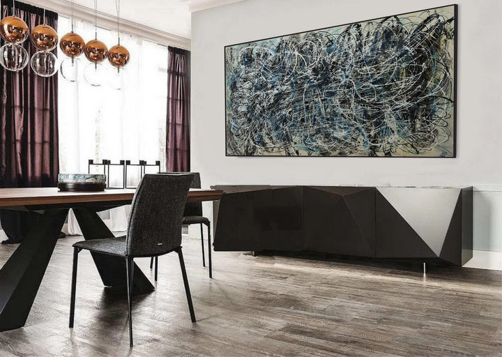 Abstract Colorful Jackson Pollock Style Oil Paintings Modern Wall Art for Living Room Decor | DISTURBANCE - trendgallery.ca