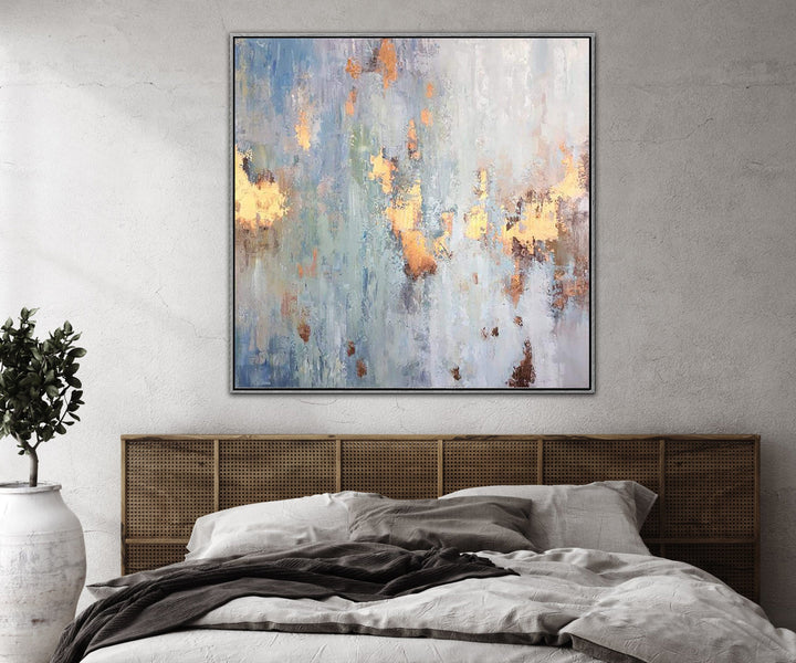 Gray Abstract Painting Gold Leaf Texture Art Abstract Original Painting On Canvas | THROUGH TIME - trendgallery.ca