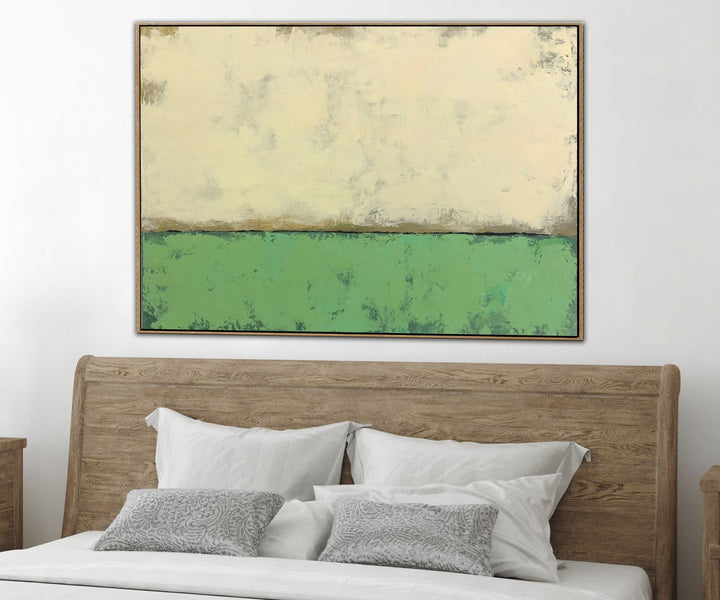 Extra Large Original Abstract Beige Painting Wall Art Abstract Green Painting Contemporary Oil Painting Canvas Wall Decor | CLOUDY DAY