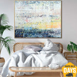 Large Abstract Colorful Painting On Canvas mixed Media Beige Textured Painting Expressionist Art Oil Painting | ASSOCIATION 160 37.40"x47.24"