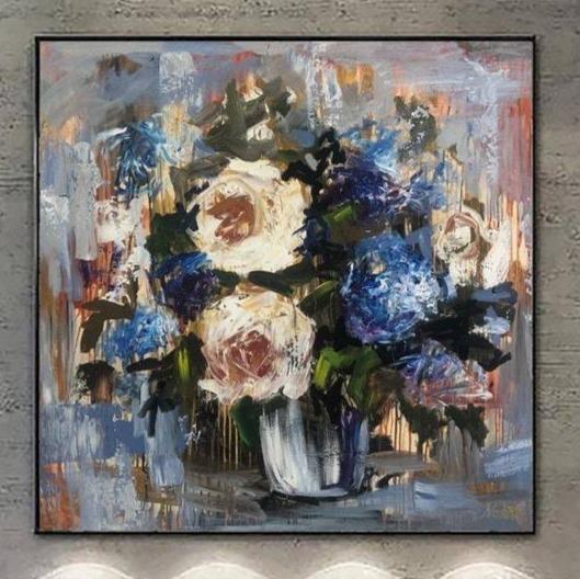 Extra Large Original Abstract Flowers Painting On Canvas Bouquet Art Acrylic Fine Art | FLOWERS BOUQUET FOR BELOVED