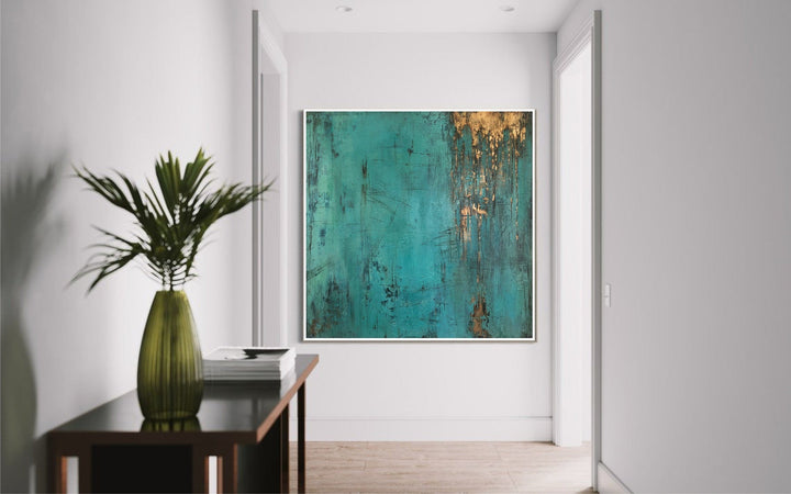 Abstract Green Paintings On Canvas Canvas Modern Gold Leaf Art Original Oil Painting Textured Wall Art | ACE