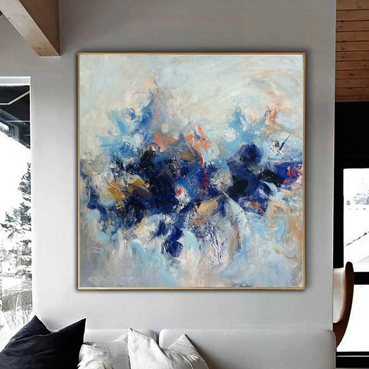 Abstract Light Blue Artwork Paintings On Canvas Giant Painting Expressionist Art Oil Acrylic Painting Modern Royal Blue Art | ENERGY VORTEX - trendgallery.ca