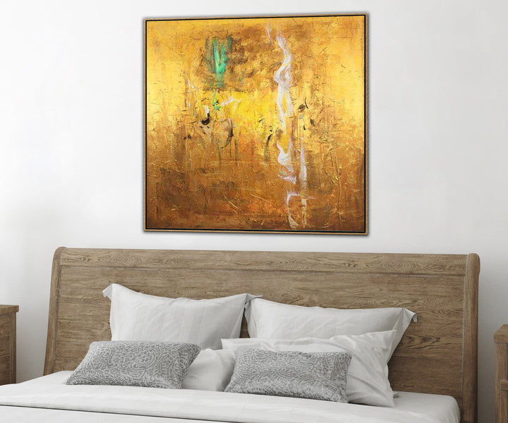 Abstract Art in Gold, Green and White | GOLD RUSH - trendgallery.ca