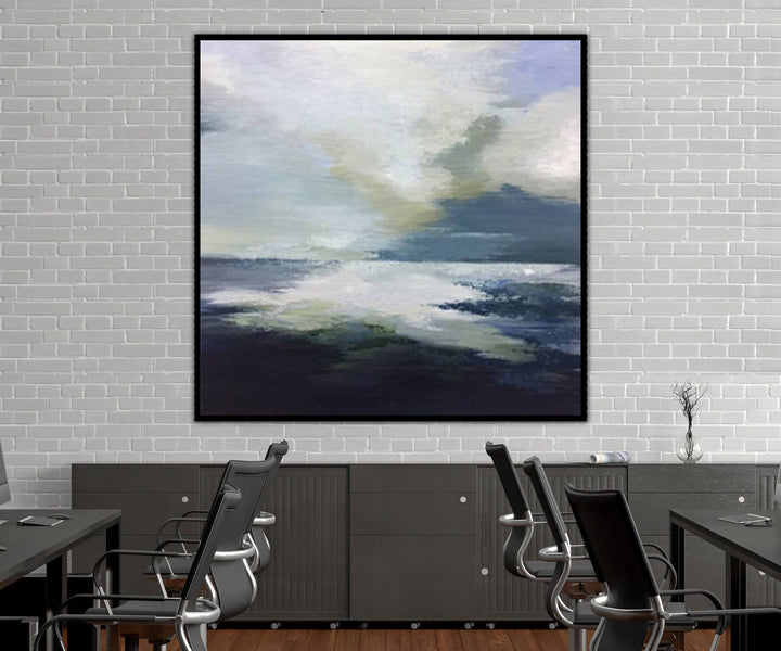 Abstract   Painting Oversized Painting Blue Painting Gray Painting White Painting Ocean Painting | BOUNDLESS HORIZON