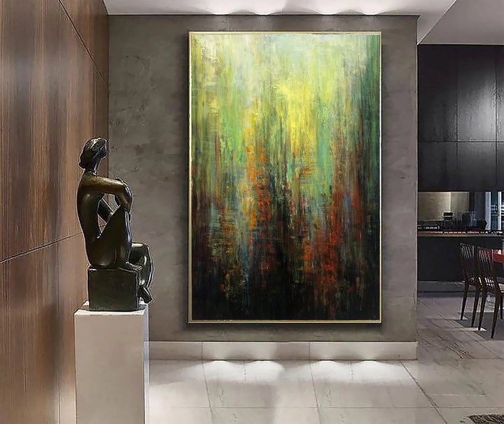 Large Abstract Green Oil Paintings On Canvas Acrylic Artwork Modern Textured Fine Art Handmade Wall Art | PINE FOREST - trendgallery.ca