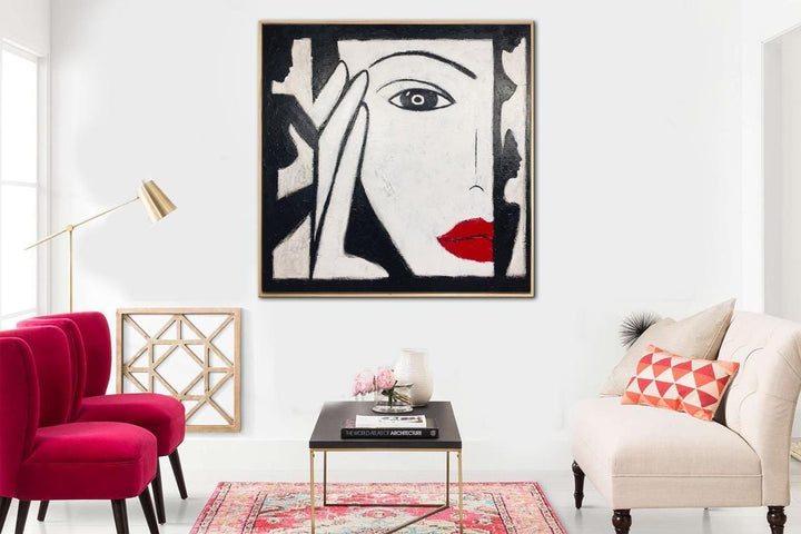 Original Abstract Figurative Black And White Painting Woman Faces Wall Art | BEAUTY OF WOMEN - trendgallery.ca