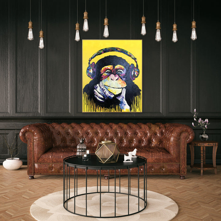 Original Abstract Colorful Monkey Paintings on Canvas Animal Textured Impasto Painting Oil Painting | YOUR VIBE 31.5"x25.6"