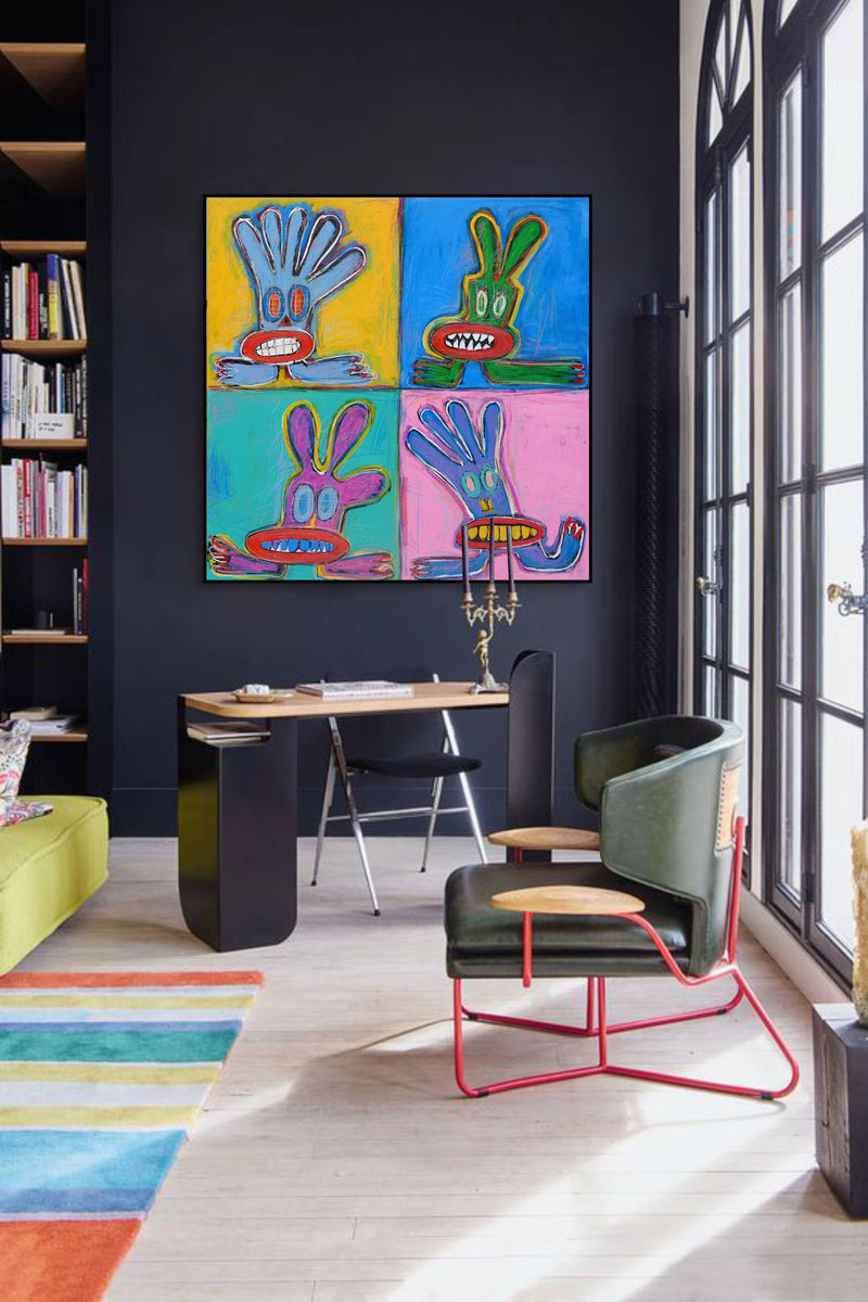 Abstract Colorful Expressionism Painting On Canvas Acrylic Pop Art in ...