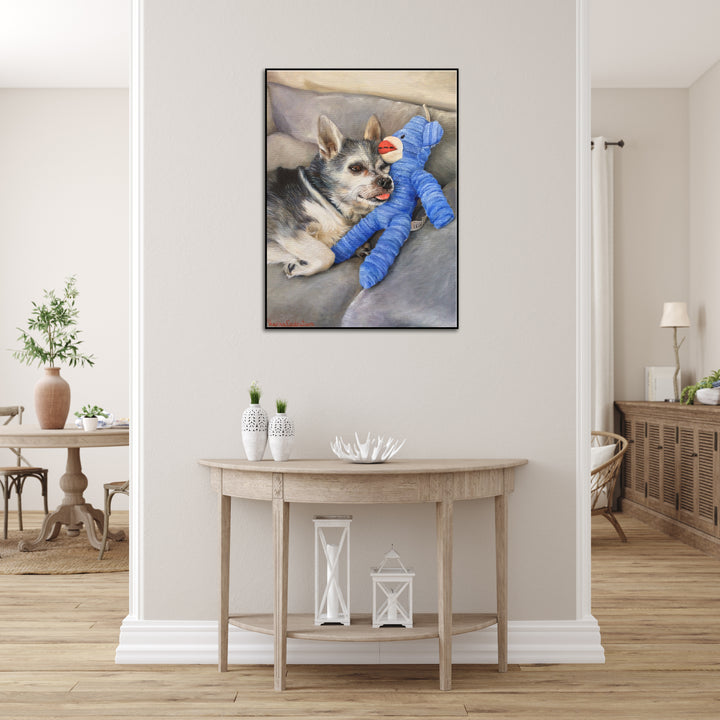 Original Dog and Toy Portrait from Photo Animal Colorful Pet Wall Art Decor for Bedroom | PAINTING FROM PHOTO #67