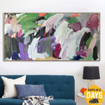Unstretched Large Original Abstract Colorful Paintings On Canvas Modern Vivid Fine Art Textured Oil Painting | RARE SPECIMEN 37.79“x78.74"