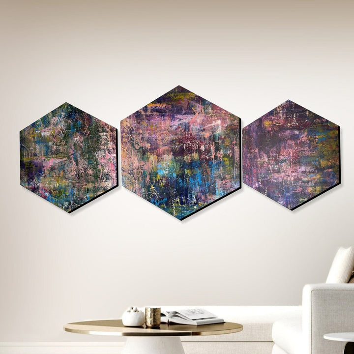Abstract Vivid Artwork Colorful Set of 3 Paintings On Canvas, Modern Expressionist Artwork, Custommade Unique Set of Paintings for Home | COLOR COMPOSITION