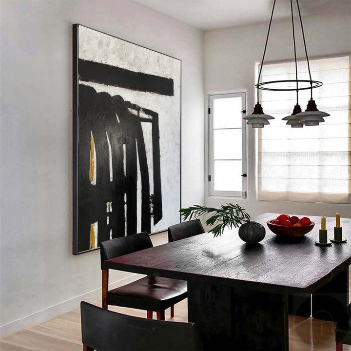Modern Black Figures Oil Painting Artwork Orginal Wall Art Modern Abstract Decor for Bedroom | BLACK TUNNEL 32"x32"