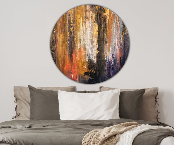 Colorful Round Paintings On Canvas Contemporary Original Creative Painting Extremely Unique Abstract | AUTUMN FOREST