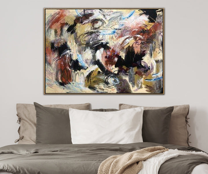 Oversize Colorful Paintings On Canvas Beige Abstract Wall Art Contemporary Art Wall Decor | RIOT COLORS - trendgallery.ca