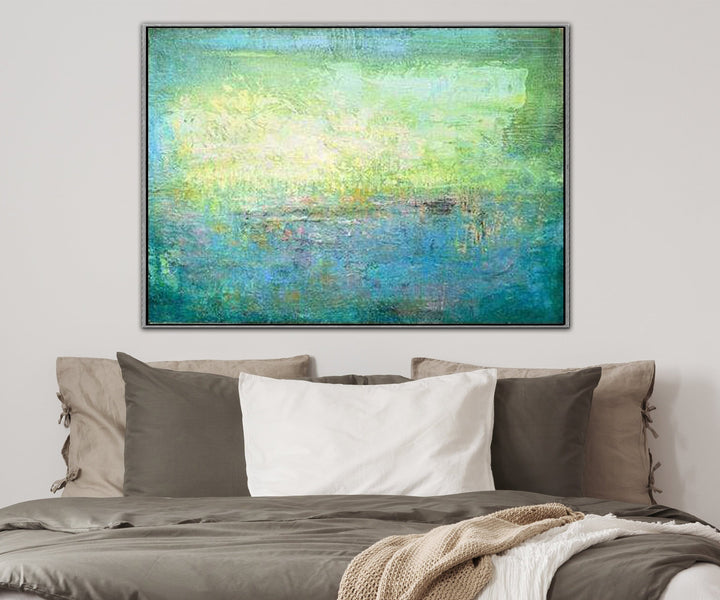 Acrylic Painting On Canvas Blue Abstract Turquoise Art Contemporary Wall Art | TURQUOISE MEADOW - trendgallery.ca