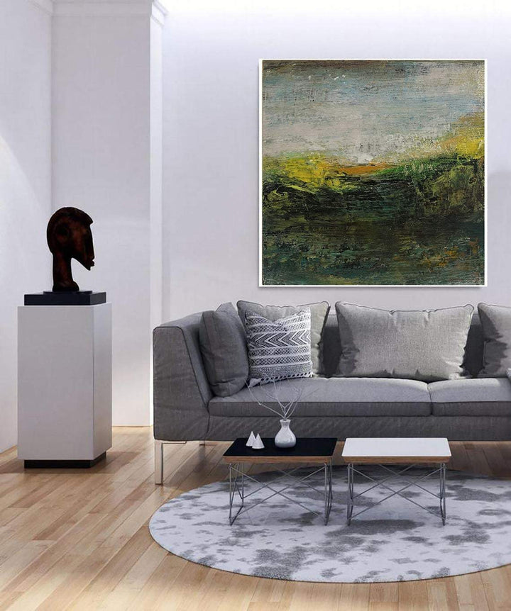 Landscape Paintings On Canvas Large Abstract Paintings Modern Green Paintings Original Wall Art Contemporary Wall Decor | GREEN LAWN - trendgallery.ca