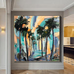 Extra Large Abstract Colorful Palms Painting Original Modern Canvas Art Oil Wall Art | PALMAS BEACH