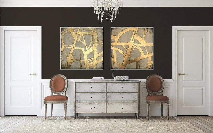 Abstract Acrylic Painting On Canvas Set Of 2 Gold Leaf Paintings Original Wall Art | GLORY GATE - trendgallery.ca