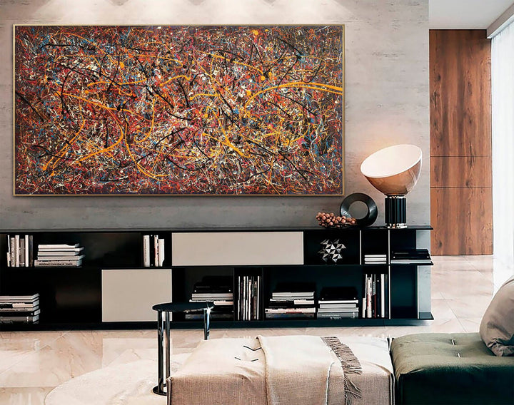 Jackson Pollock Style Paintings On Abstract Modern Colorful Fine Art Handmade Wall Art Textured Oil Painting | URBAN MADNESS - trendgallery.ca