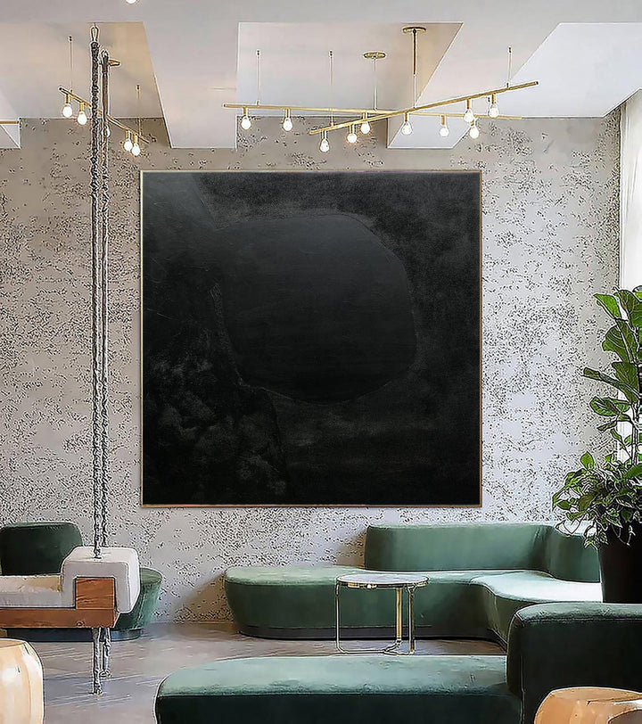 Large Abstract Painting Canvas Black Wall Art Framed Abstract Painting Original Canvas Office Decor Oversized Frame Wall Art Canvas Artwork | DARK DEPTH - trendgallery.ca
