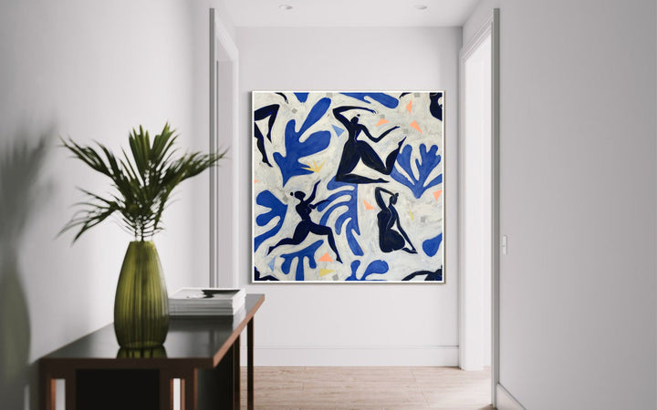 Original Blue Paople Paintings On Canvas, Custom Oil Painting, Modern Matisse Style Artwork, Figurative Acrylic Art for Home Wall Decor | DISCLOSURE LIFE