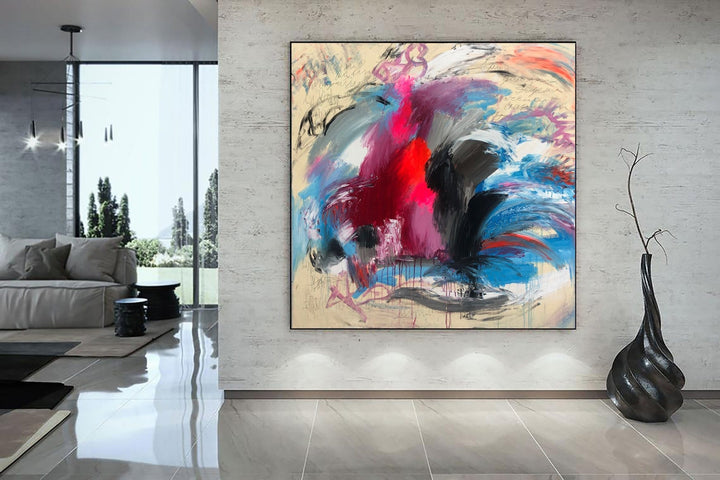 Abstract Painting on Canvas Expressionism Painting Beige Wall Art Action Painting Modern Vivid Art Textured Wall Art Hand Painted Art | DESERT LAKE - trendgallery.ca