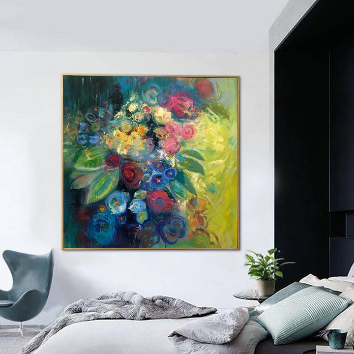 Original Flowers Paintings On Canvas Floral Art Neutral Artwork Colorful Bouquet Painting Textured Art Hand Painted Wall Art | SPRING BOUQUET