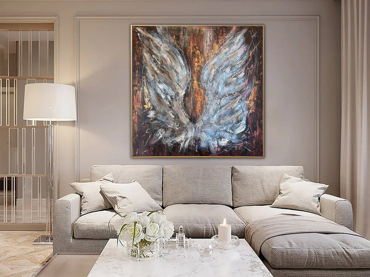 Large Original Abstract Wings Paintings On Canvas Modern Expressionism Art Textured Creative Painting | ANGEL WINGS 46"x46"
