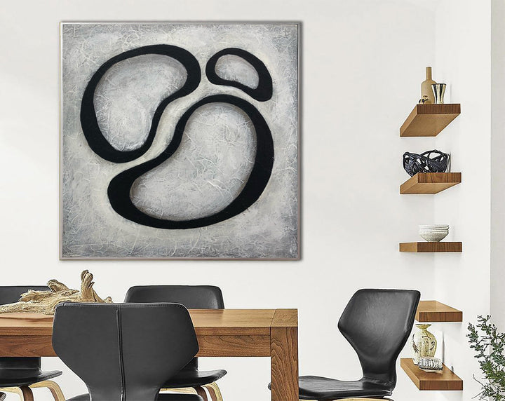 Abstract Circles Paintings On Canvas Minimalist Black And White Art Modern Geometric Painting Textured Fine Art Abstract Shapes Wall Decor | BUBBLES - trendgallery.ca