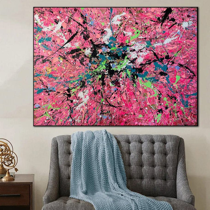 Abstract Pink Oil Paintings On Canvas Original Colorful Splash Artwork Creative Handmade Painting Modern Art for Home Decor | PINK SPLASH